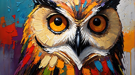 Owl colorful painting abstract background design illustration