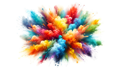 Background of a vibrant explosion of colors in a dynamic, abstract watercolor burst, symbolizing creativity and energy