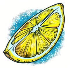A yellow lemon slice with a blue background