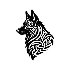 Obraz premium dog, German Shepherd silhouette in animal celtic knot, irish, nordic illustration