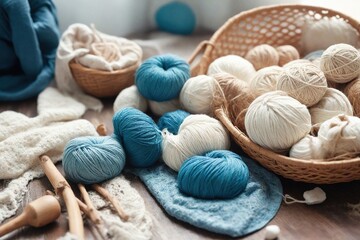 Fototapeta na wymiar yarn and knitting needles