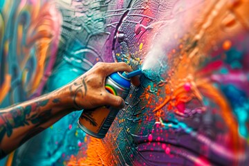 Explosion of Colors: Dynamic Spray Paint Art. Generative ai