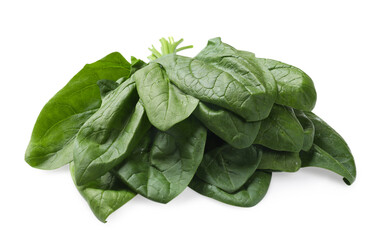 Bunch of fresh spinach leaves isolated on white