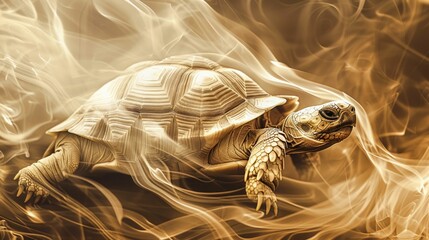 Ethereal Grace: Tortoise in Wisps of Light. Generative ai