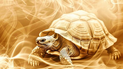 Ethereal Grace: Tortoise in Wisps of Light. Generative ai