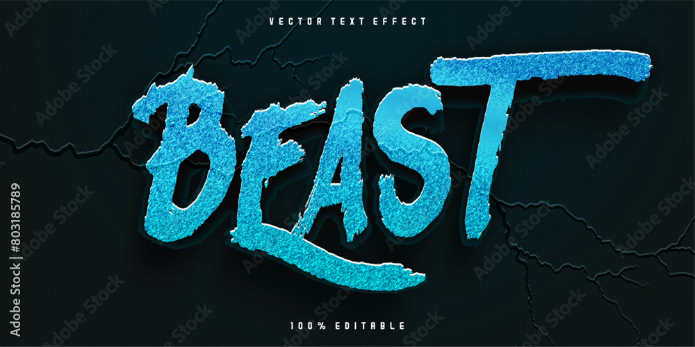 Wall mural retro horror text effect editable beast and monster text style