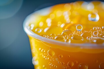 Refreshing Essence: Close-Up of Orange Juice. Generative ai