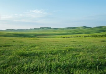 Obraz premium Vast green rolling hills under blue sky
