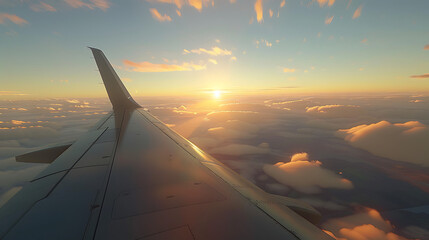 wing of a airplane with a serene view