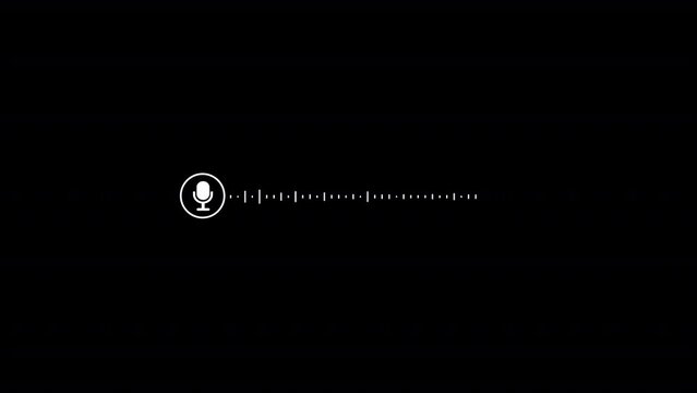 voice message Animation on black background, record voice message icon. Audio message record, voice  chat, sound wave and microphone.