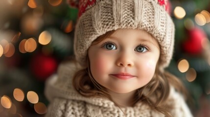 Little girl in a Christmas hat
