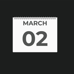 March2 calendar reminder. 2 Marchdaily calendar icon template. Calendar 2 Marchicon Design template. Vector illustration
