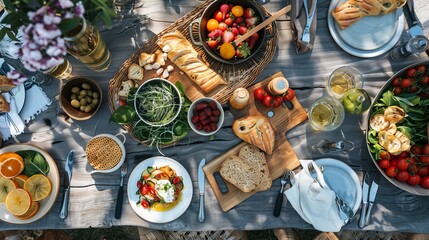 Feast of Plenty on the Wooden Table