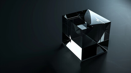 glass cube on black background, abstract rendering