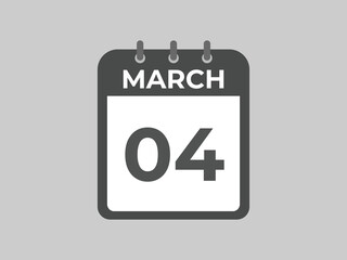 March4 calendar reminder. 4 Marchdaily calendar icon template. Calendar 4 Marchicon Design template. Vector illustration

