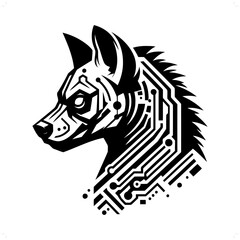 hyena silhouette in animal cyberpunk, modern futuristic illustration