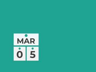 March5 calendar reminder. 5 Marchdaily calendar icon template. Calendar 5 Marchicon Design template. Vector illustration
