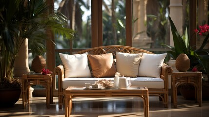 Modern Rattan Furniture in a Tropical Setting