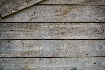 Wood Background. Old gray wood background made of dark natural wood in grunge style. Top view....