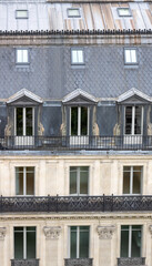 Panoramic view of the city center and traditional buildings of Paris, Tour Eiffel and Opera...