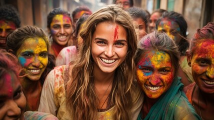 Portrait of a blonde woman in India