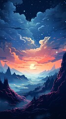 galaxy of Astrophotography, Minimalist cartoon style