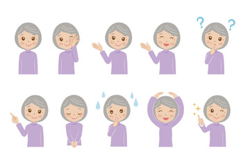 シニア女性、上半身、表情、セッ