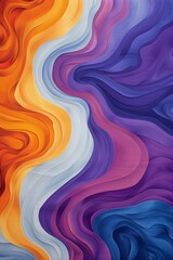 Abstract blue wave patterns in lilac, gray, and orange colors, with a raw style and 200%...