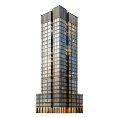 Tall city building on isolated transparent background