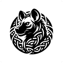 hyena silhouette in animal celtic knot, irish, nordic illustration