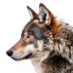 Obraz premium Wolf face shot side view on isolated transparent background
