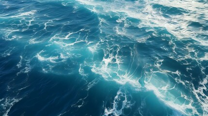 Deep blue ocean waves from above