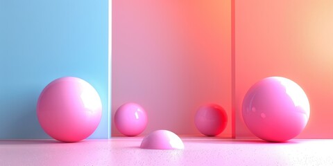 Pink spheres in blue and pink background