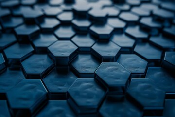 dark blue hexagonal grid pattern on textured surface abstract geometric background 3d rendering 1