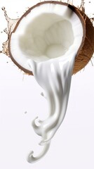 Naklejka premium Coconut Milk Splashing from a Coconut