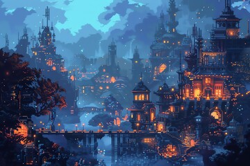 Fototapeta premium pixel art, combining intricate details with a touch of magic