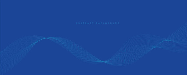 Vector abstract blue background with dynamic blue waves, lines and particles.	
