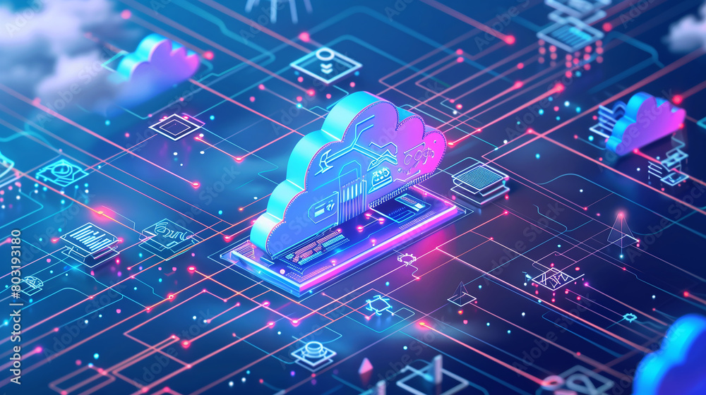 Poster the concept of elasticity in cloud computing, with resources seamlessly adjusting to workload change