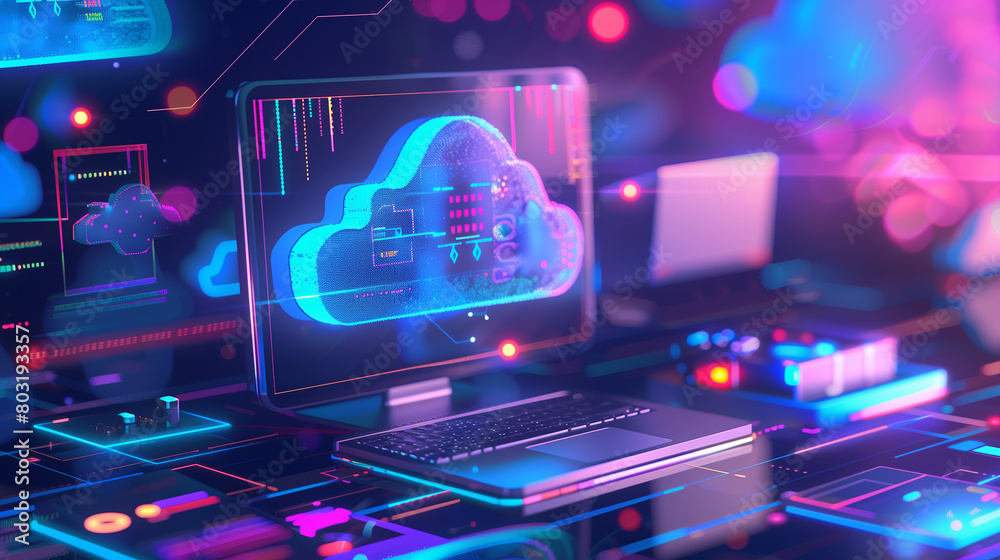 Poster the concept of elasticity in cloud computing, with resources seamlessly adjusting to workload change