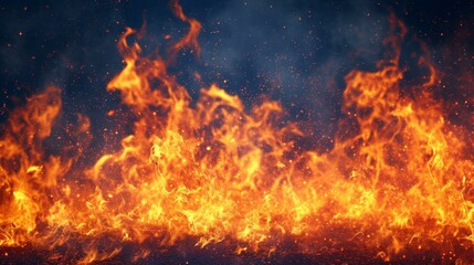 Fire background with flying burning cinders