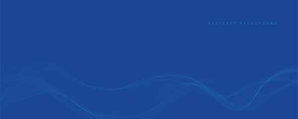 Vector abstract blue background with dynamic blue waves, lines and particles.	
