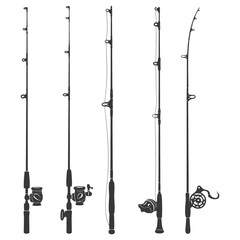 silhouette fishing rod collection set full black color only