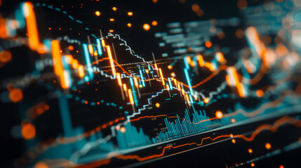 Stock market day trader abstract dynamic background, neon lighting