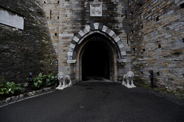 The entrance to the Castello D'Albertis Museum of World Cultures. Important museum inside the neo-Gothic castle of the city of Genoa, Italy.