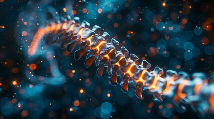 Human Spine Glowing with Inner Light