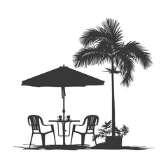 silhouette cafe front yard with umbrellas full black color only