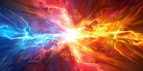 Fototapeta premium A computer-generated image showing a vibrant and dynamic explosion of colors, creating a visually striking and energetic display