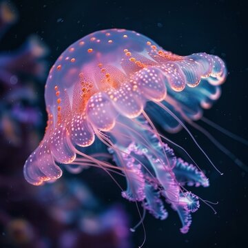 An illustration of a jellyfish with pink and purple spots