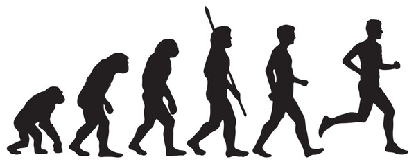 Evolution of the human from Darwin to the runner. Silhouettes with the different steps of evolution. vector illustration - 803196318