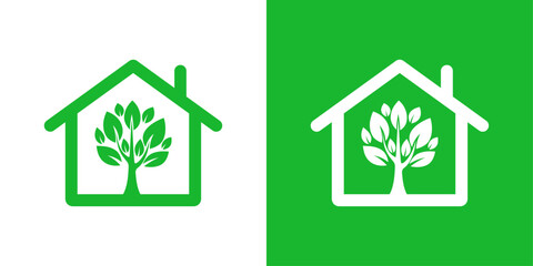 Eco green home concept sign icon vector design